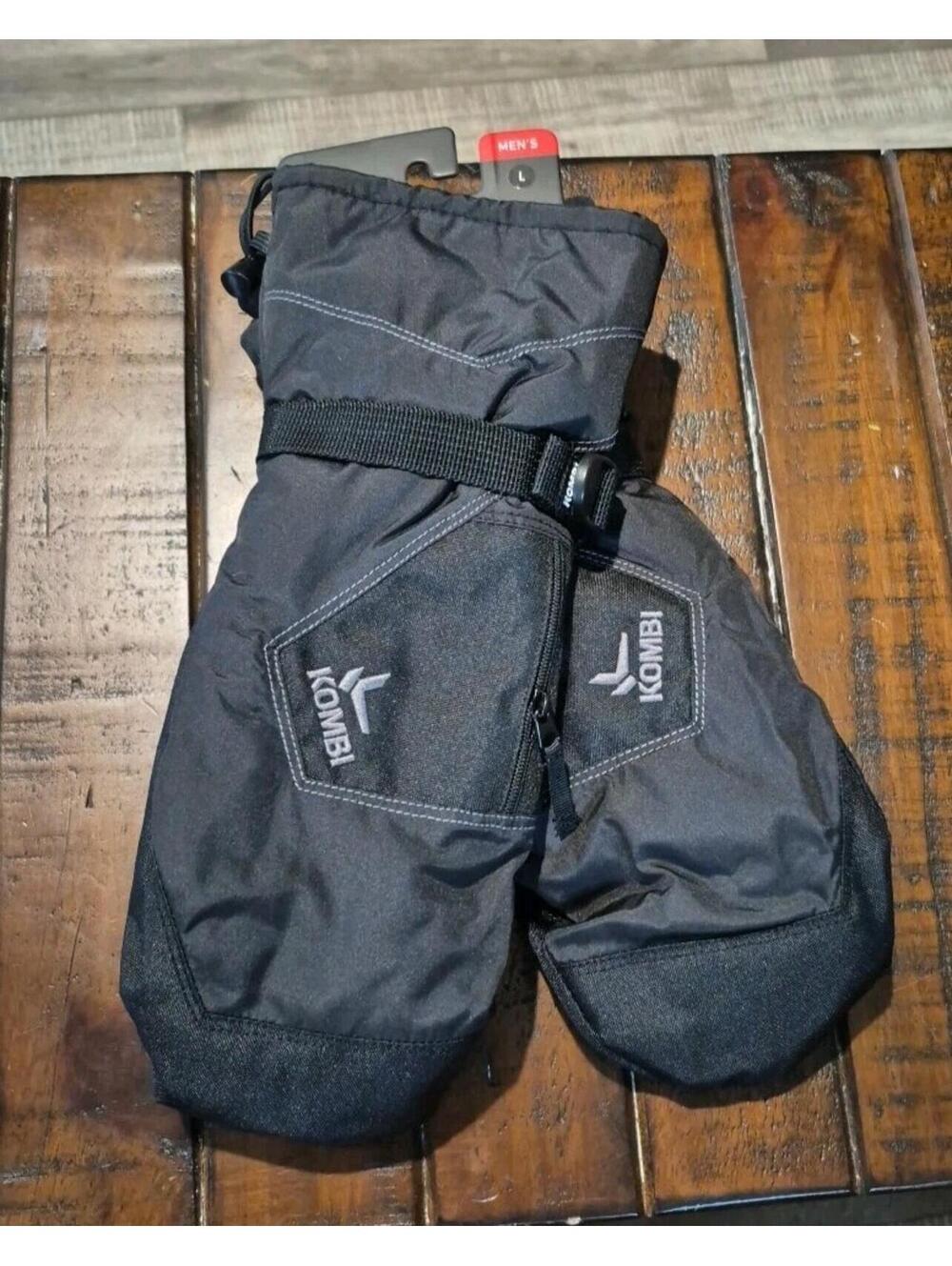 Kombi Roamer II Men's Mittens Pair BLACK NEW WITH TAGS SKI SNOW WINTER ZIP PKT